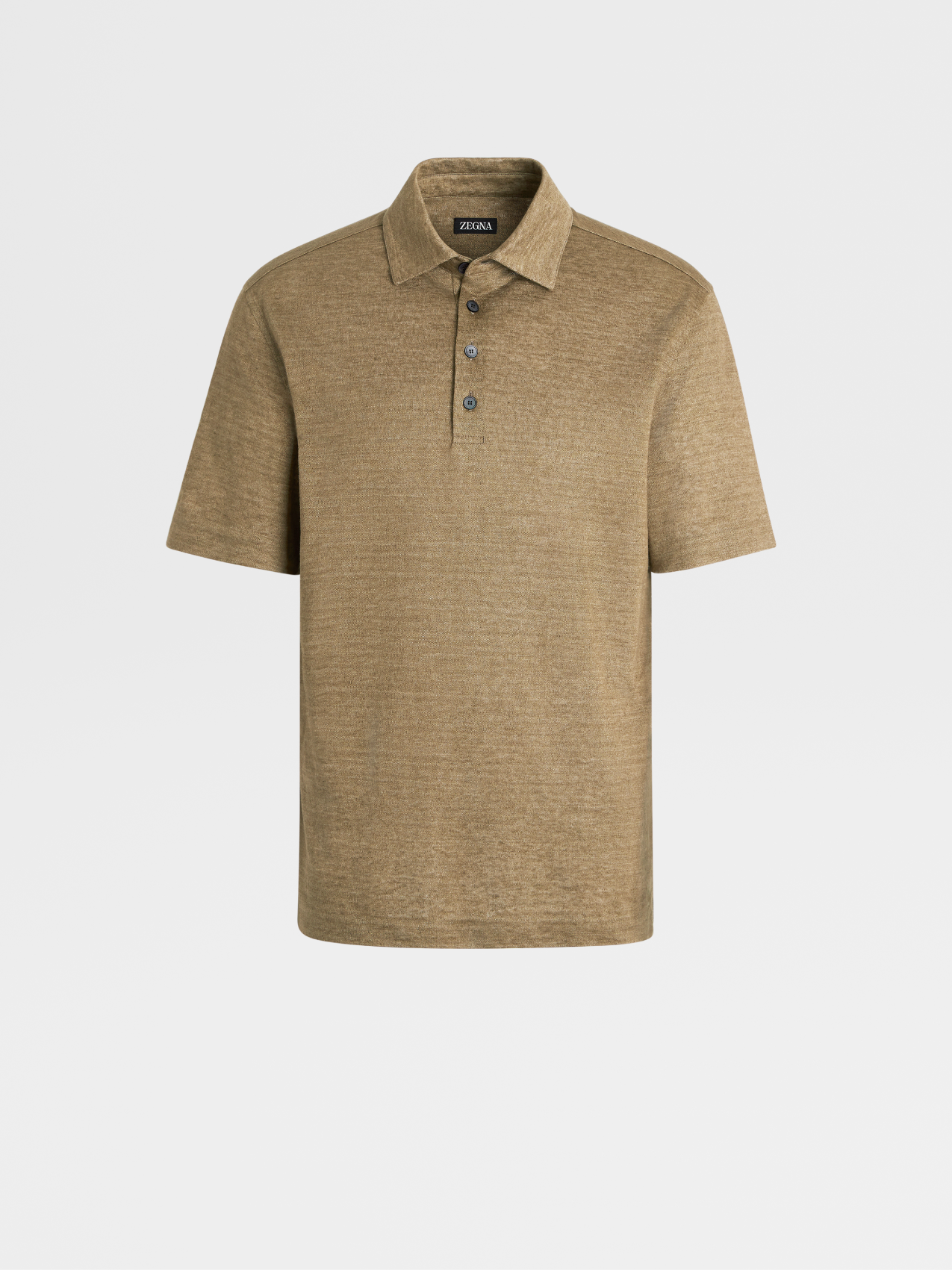 Light Military Green Pure Linen Short-sleeve Polo